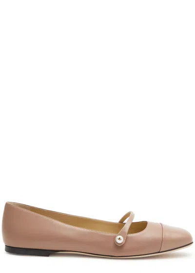 Jimmy Choo Elisa Leather Flats In Nude
