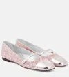Jimmy Choo Elisa Leather-trimmed Glitter Ballet Flats In Pink