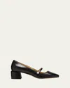 Jimmy Choo 'elisa 45' Black Pumps With Pearl Detail In Black