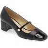 Jimmy Choo 'elisa 45' Black Pumps With Pearl Detail In Black/black