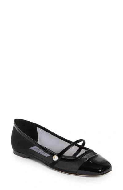 Jimmy Choo Elisa Mesh Flat In Black/ Black