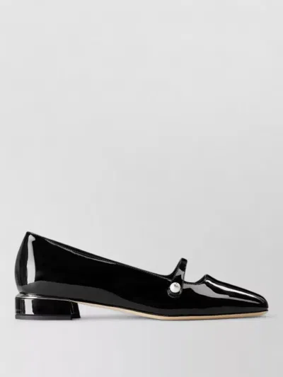Jimmy Choo Elisa Patent Leather Block Heel Ballet Flats In Black