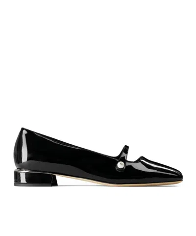 Jimmy Choo Elisa Pearl-strap Ballet Flats In Black