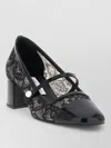 Jimmy Choo Elisa Pumps Block Heel Lace Overlay Pearls In Black