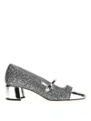 Jimmy Choo Glitter Mary Jane Pumps With Metallic Accents In Silver