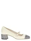 Jimmy Choo White Leather Pumps With Glittered Toe Ca In White