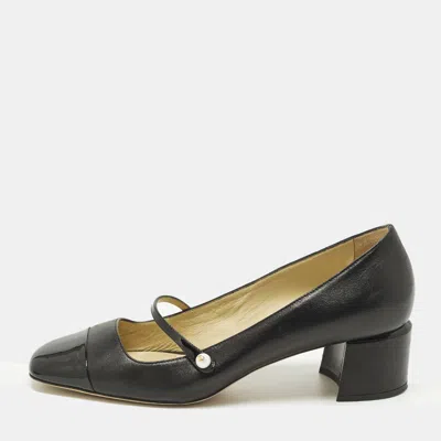 Pre-owned Jimmy Choo Elisa Size 41 Black Patent And Leather Mary Jane Pumps