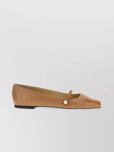 Jimmy Choo 'elisa' Square Toe Patent Ballet Flats With Pearl Detail