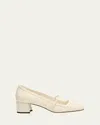 Jimmy Choo Elisa Woven Patent Mary Jane Ballerina Pumps In Neutral