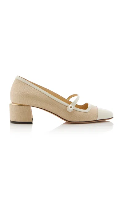 Jimmy Choo Elisa Woven Raffia Mary Jane Pumps In Latte Natural