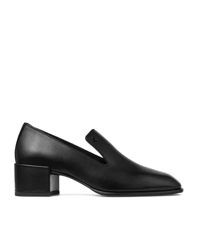 JIMMY CHOO ELLIOT 45 BUFFALO LEATHER HEELED LOAFERS