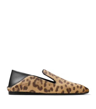 JIMMY CHOO ELLIOT CALF LEATHER LEOPARD PRINT LOAFERS