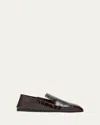 Jimmy Choo Elliot Croc-embossed Leather Slippers In Burgundy