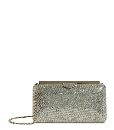 Jimmy Choo Ellipse Glitter Clutch Bag In Neutral
