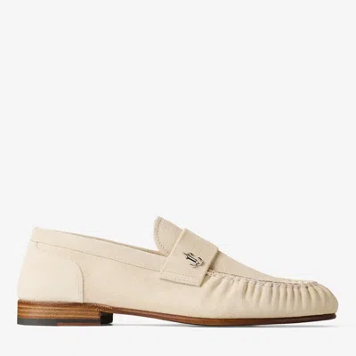 Jimmy Choo Ellis Bone Etched Velvet Suede Loafers In Neutral