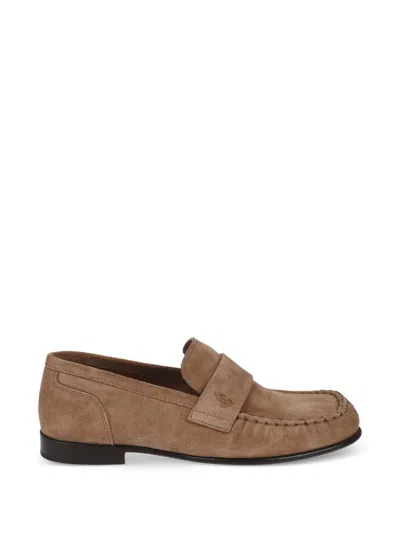 Jimmy Choo Ellis Penny-strap Suede Loafers In Neutral