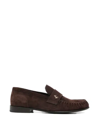 Jimmy Choo Ellis Suede Loafers In Brown