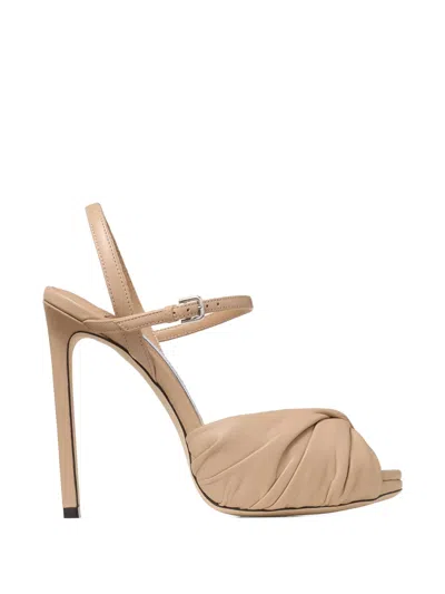 Jimmy Choo Elly Twisted Sandals In Brown