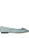Jimmy Choo Elme Bow Detailed Ballet Flats In グリーン