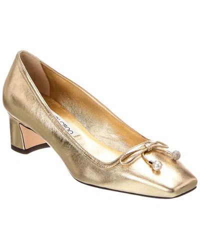 Jimmy Choo Elme 45 Leather Pump In Gold