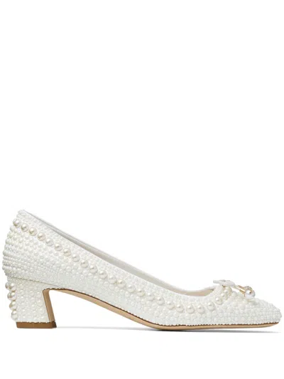 Jimmy Choo Elme 45 Embellished Pumps In White