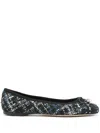 Jimmy Choo Elme Tweed Ballet Flats In Black