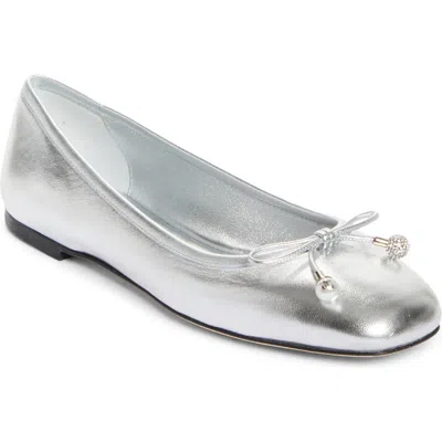 Jimmy Choo Elme Metallic Leather Ballet Flats In Silver