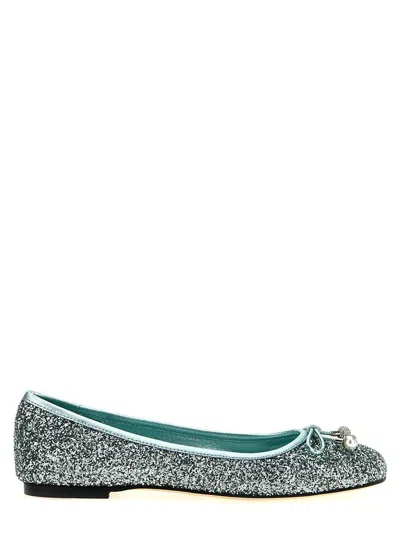 Jimmy Choo Elme Bow Detailed Ballet Flats In Green