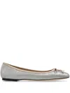 Jimmy Choo Silver Leather Ballet Flats In Grey