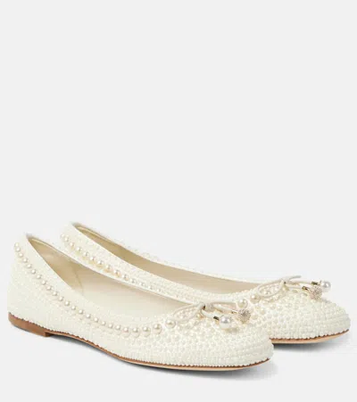 Jimmy Choo Ballerinas Elme Aus Satin Mit Zierperlen In Weiss