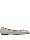 Jimmy Choo Silver Leather Ballet Flats In Powder