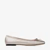 Jimmy Choo Silver Leather Ballet Flats In Macaron