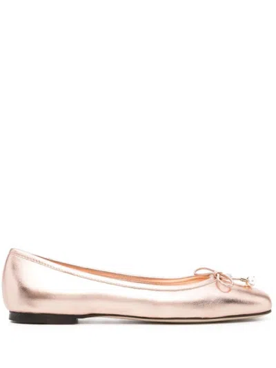 JIMMY CHOO JIMMY CHOO ELME FLAT METALLIC LEATHER BALLET FLATS