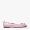 Jimmy Choo Elme Leather Bow Ballerina Flats In Pink