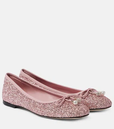 JIMMY CHOO ELME GLITTER BALLET FLATS