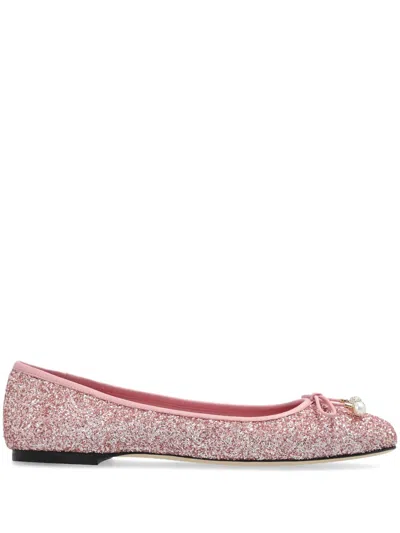 JIMMY CHOO ELME GLITTERED BALLERINA SHOES