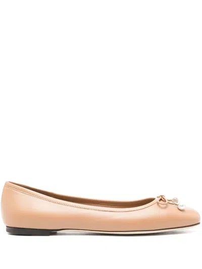 Jimmy Choo Elme Nappa Leather Ballet Flats In Nude