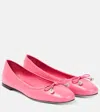 Jimmy Choo Elme Leather Bow Ballerina Flats In Candy Pink
