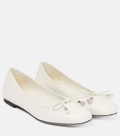 Jimmy Choo Elme Leather Ballet Flats In Latte