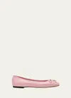 JIMMY CHOO ELME LEATHER BOW BALLERINA FLATS