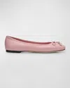 Jimmy Choo Elme Leather Bow Ballerina Flats In Rose