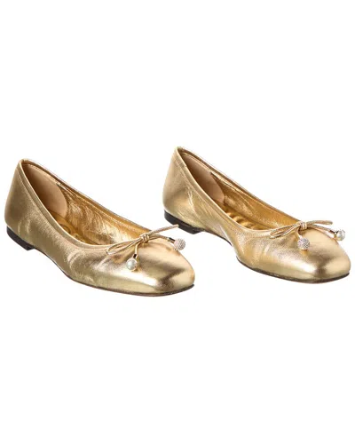 Pre-owned Jimmy Choo Elme Leather Flat (authentic Pre-loved) In Gold