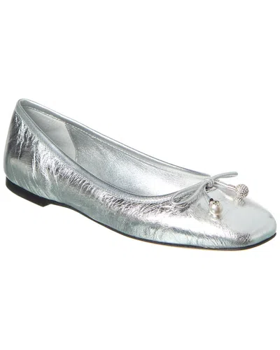 Jimmy Choo Elme Leather Flat In Silver