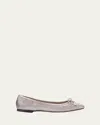 Jimmy Choo Elme Metallic Bow Ballerina Flats In Macaron