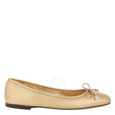 Jimmy Choo Elme Nappa Leather Ballet Flats In Gold Tone