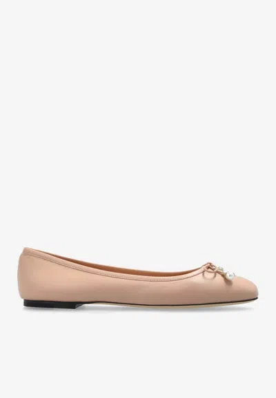 JIMMY CHOO ELME NAPPA LEATHER BALLET FLATS