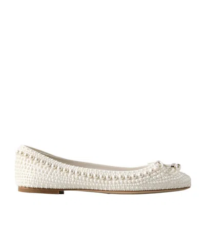 Jimmy Choo Elme Pearl-embellished Ballerina Shoes In White