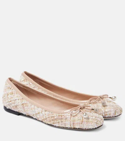 Jimmy Choo Elme Tweed Ballet Flats In Neutrals