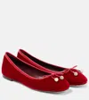 Jimmy Choo Elme Velvet Ballet Flats In Red