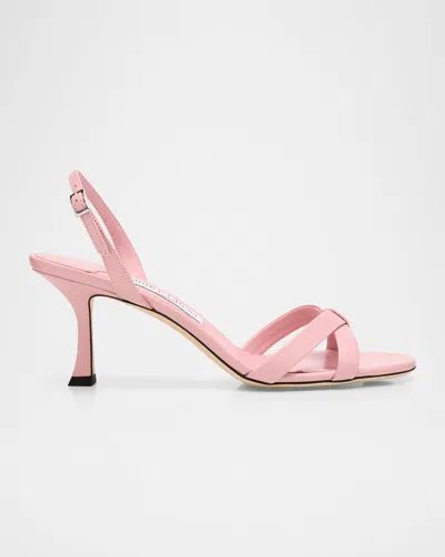 Jimmy Choo Elsy 70 Leather Slingback Sandals In Pink